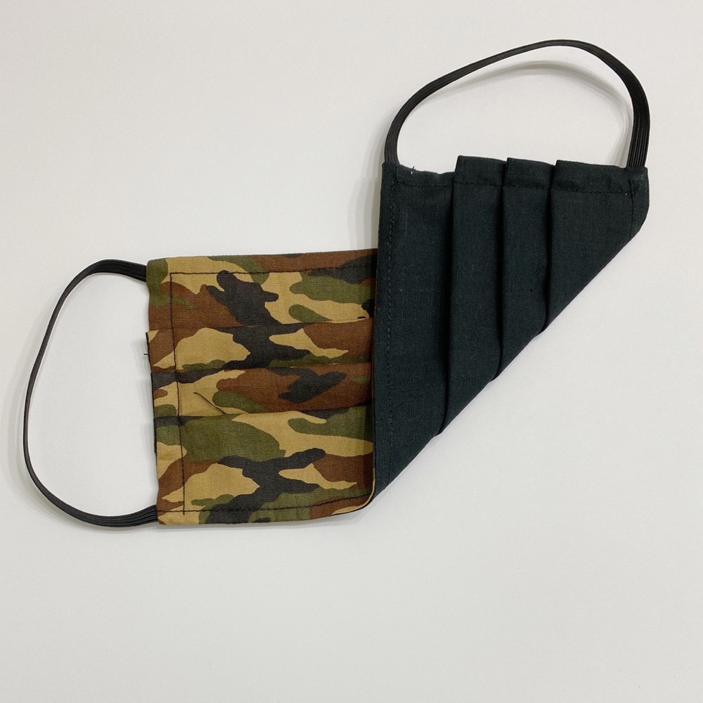 REVERSIBLE Camouflage Print Pleated Face Mask